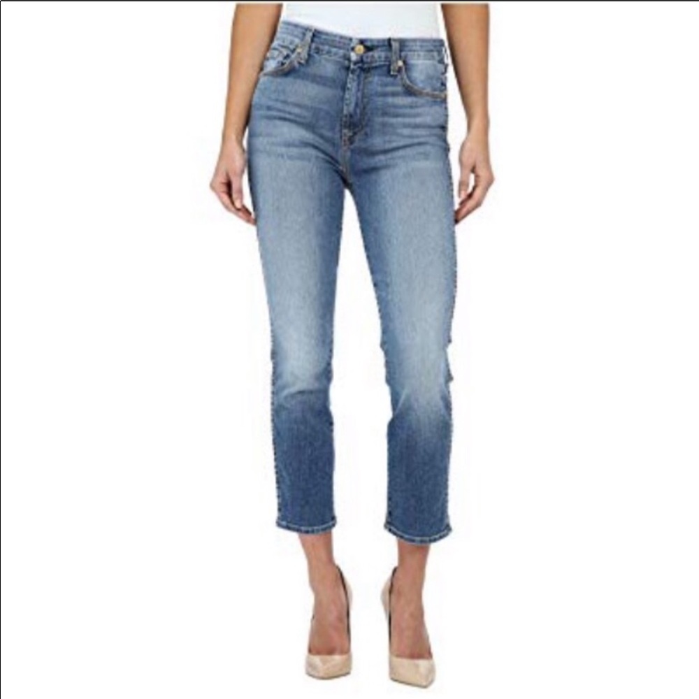 7 For All Mankind Cropped High Waist Jeans